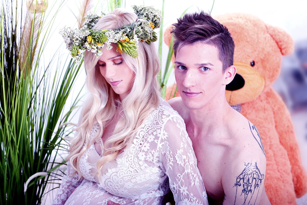 portret pary zakochanych w stylu boho